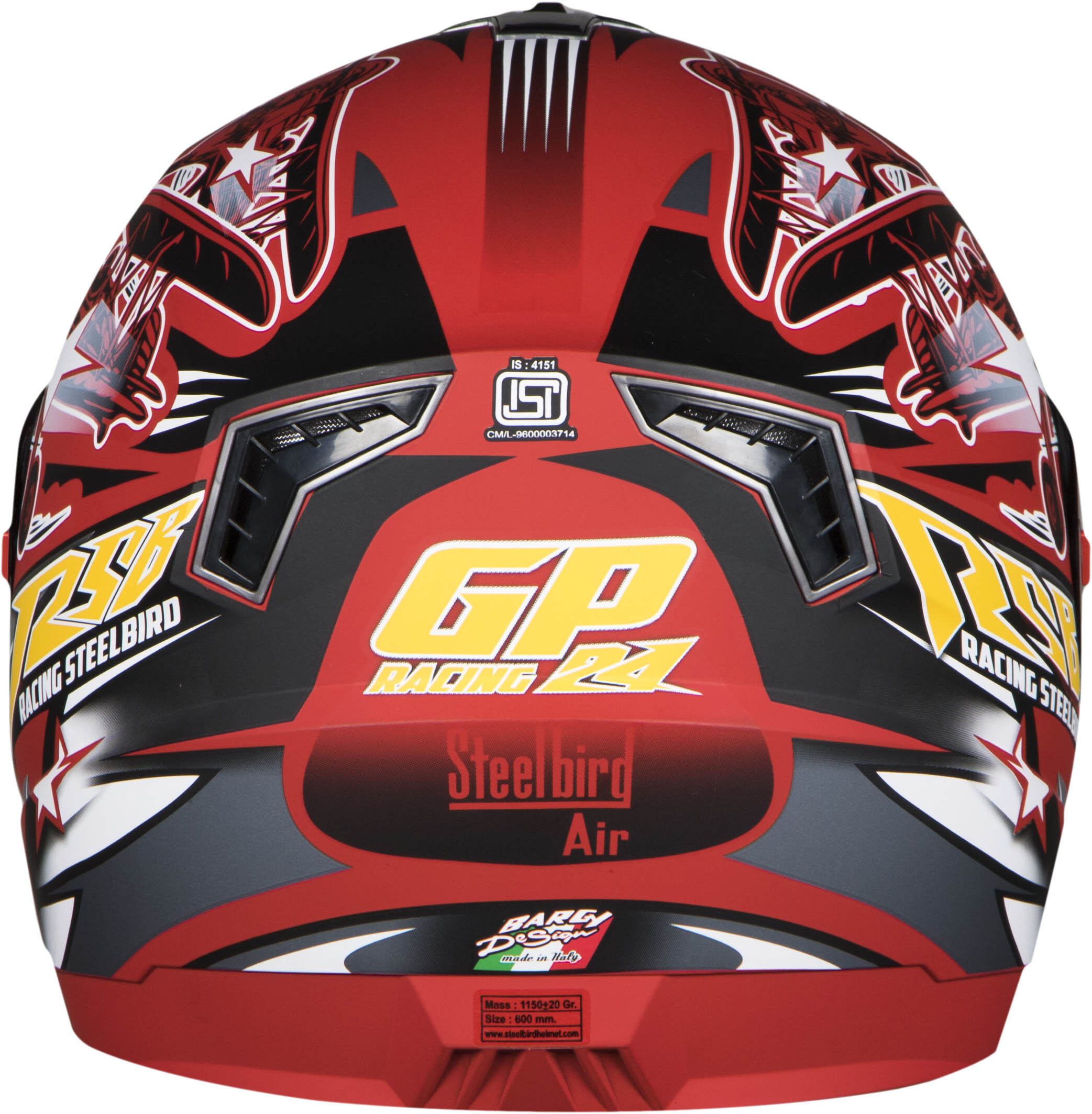 SBA-1Hovering Glossy Sports Red With Yellow ( Fitted With Clear Visor  Extra Rainbow Chrome Visor Free)